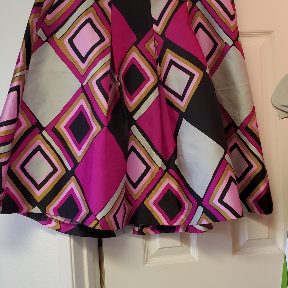 Lane Bryant taffeta A-line skirt geometric sz 18